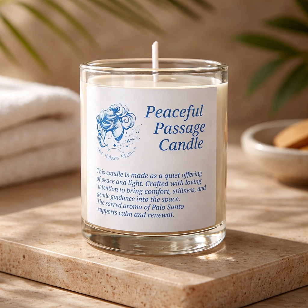 Love & Light Candle, Peaceful Passage, Crossing Over Intention Candle White Light