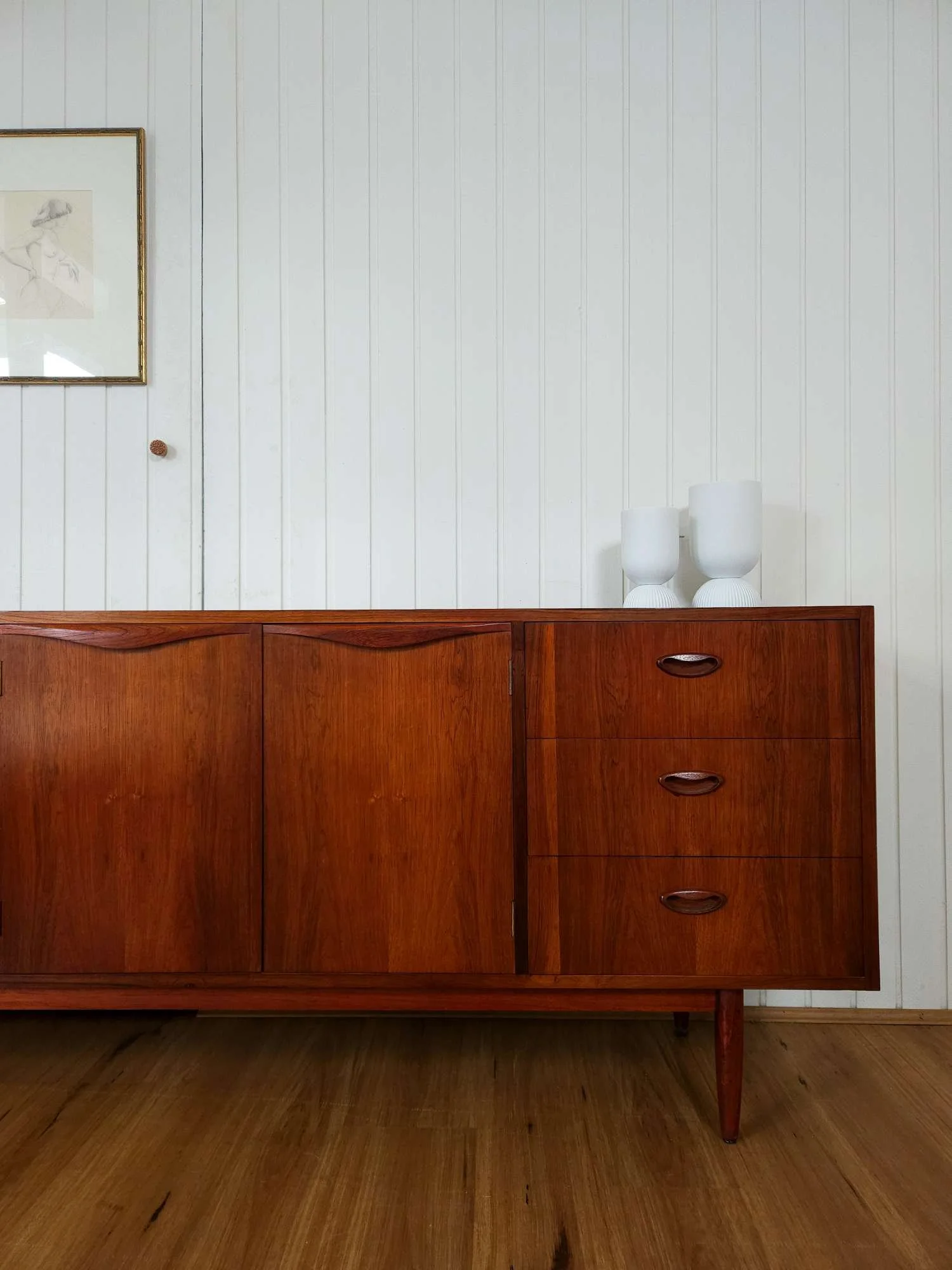 Chiswell Mid century vintage teak and rosewood credenza sideboard
