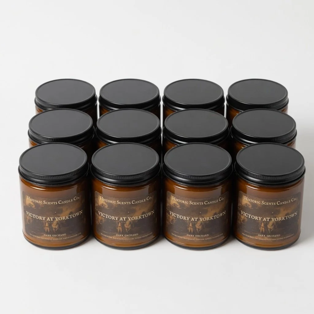 Wholesale Victory At Yorktown Themed Dark Orchard Scented Candle Bundle of 12 Candles