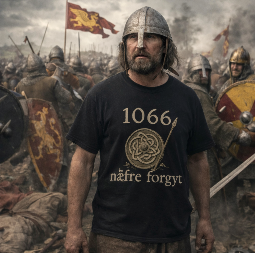 1066 Nære Forgyt Viking Shield & Spear T-Shirt