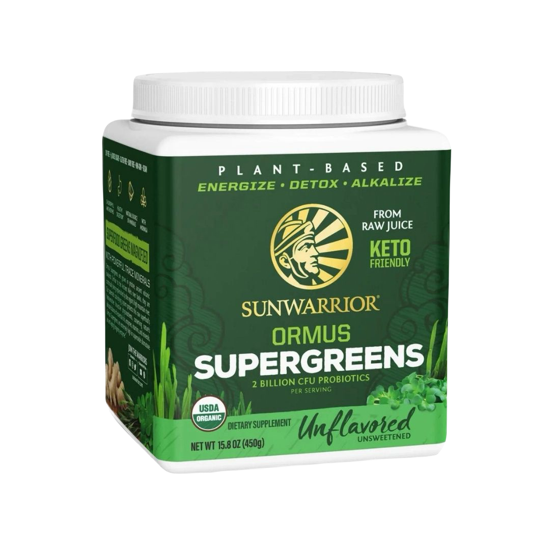 Sunwarrior Ormus Supergreens – Probiotic Greens Powder (Unflavored, 8oz)