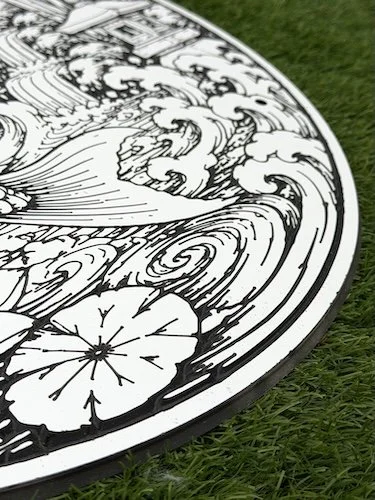 koi sign with v carve detail