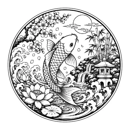 Blossom & Hut design round 500mm diameter