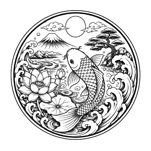 Mountain & Bonsai round 500mm diameter