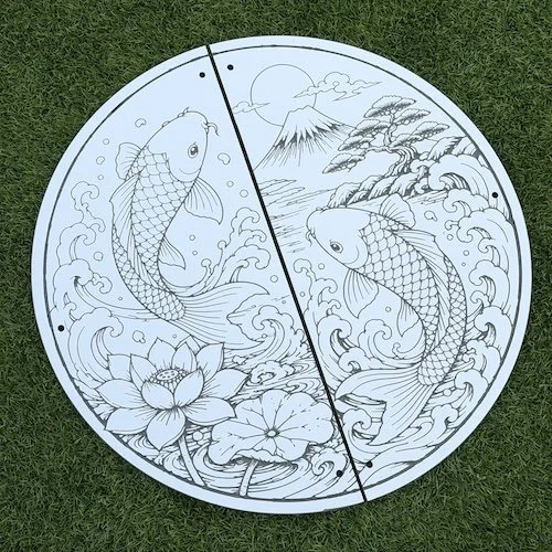 2 part koi sign for use on doors