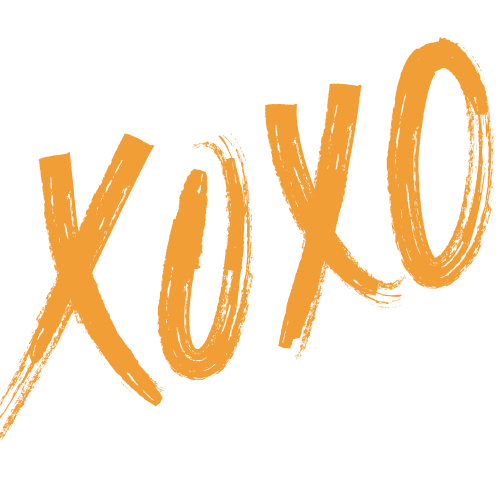 Gold-colored handwritten text spelling 'XOXO' on a black background.