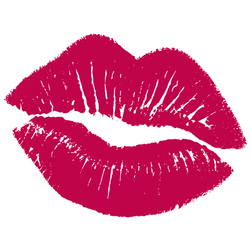 Pink lipstick kiss mark on a black background