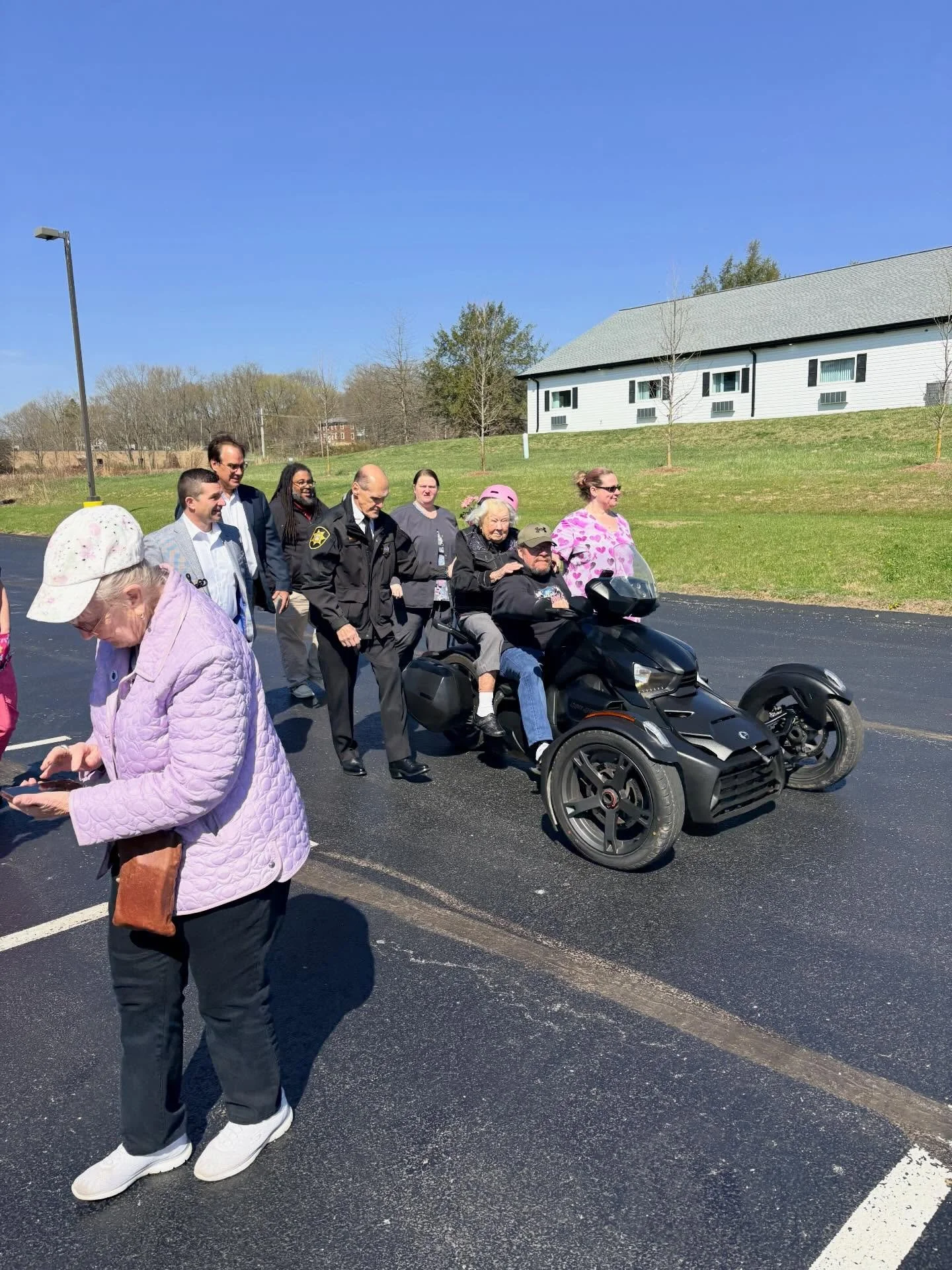 Today, Ruth Hurley turned 102 years old and she checked an item off her bucket list: a motorcycle ride! She was joined by Sheriff Fyock, Mayor of Indiana Borough Charles M. Simelton and friends and family during her ride through Citizen&rsquo;s Ambul