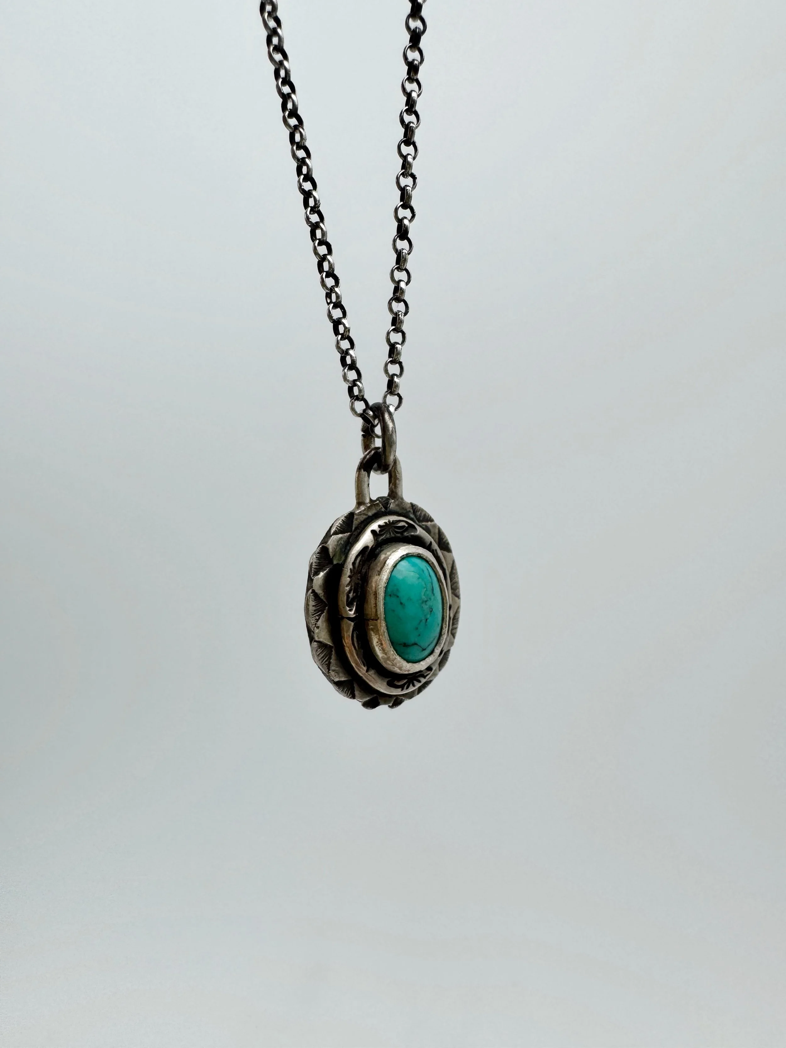 Oval Turquoise Silver Necklace