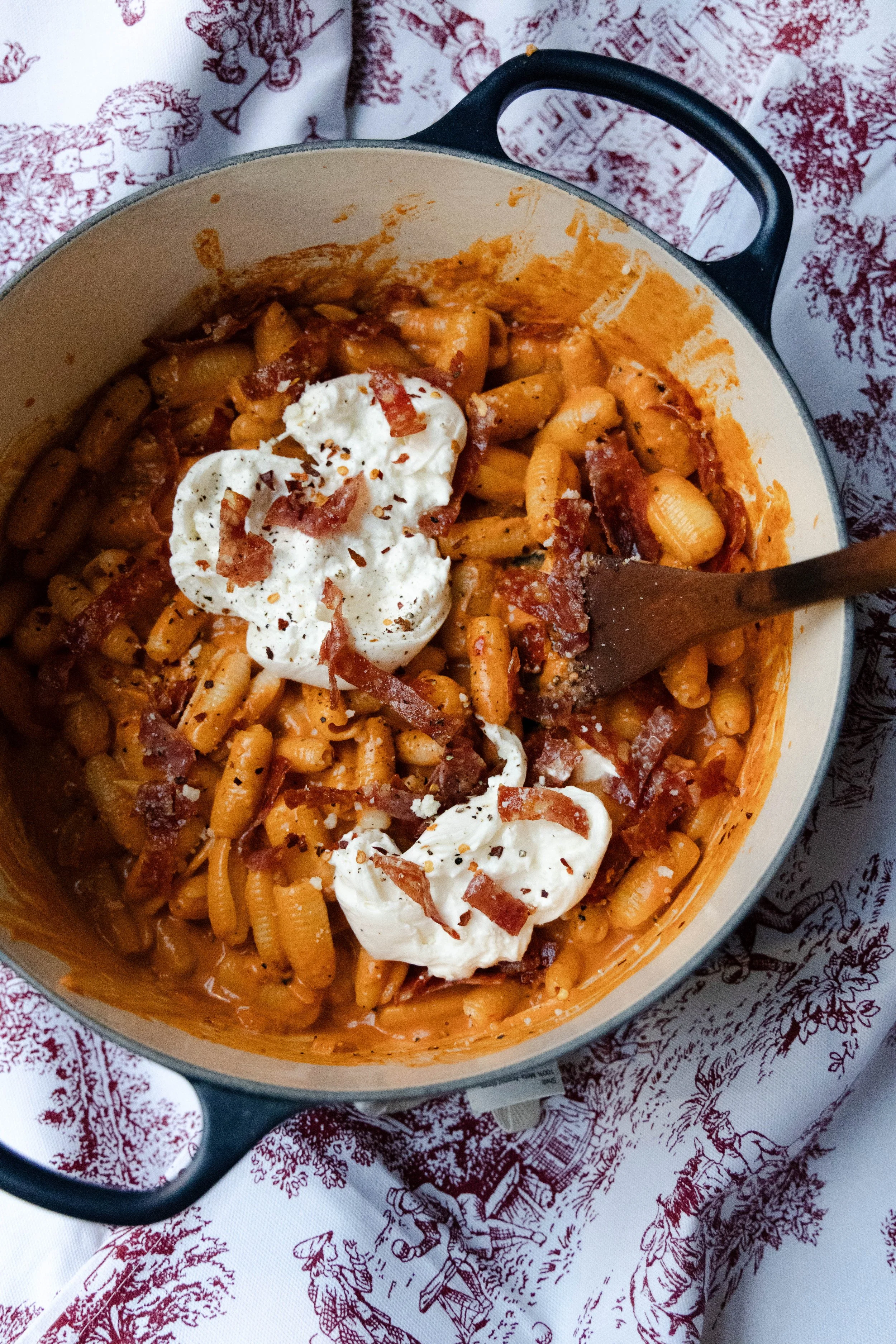 Vodka Pasta with Stracciatella and Crispy Salami