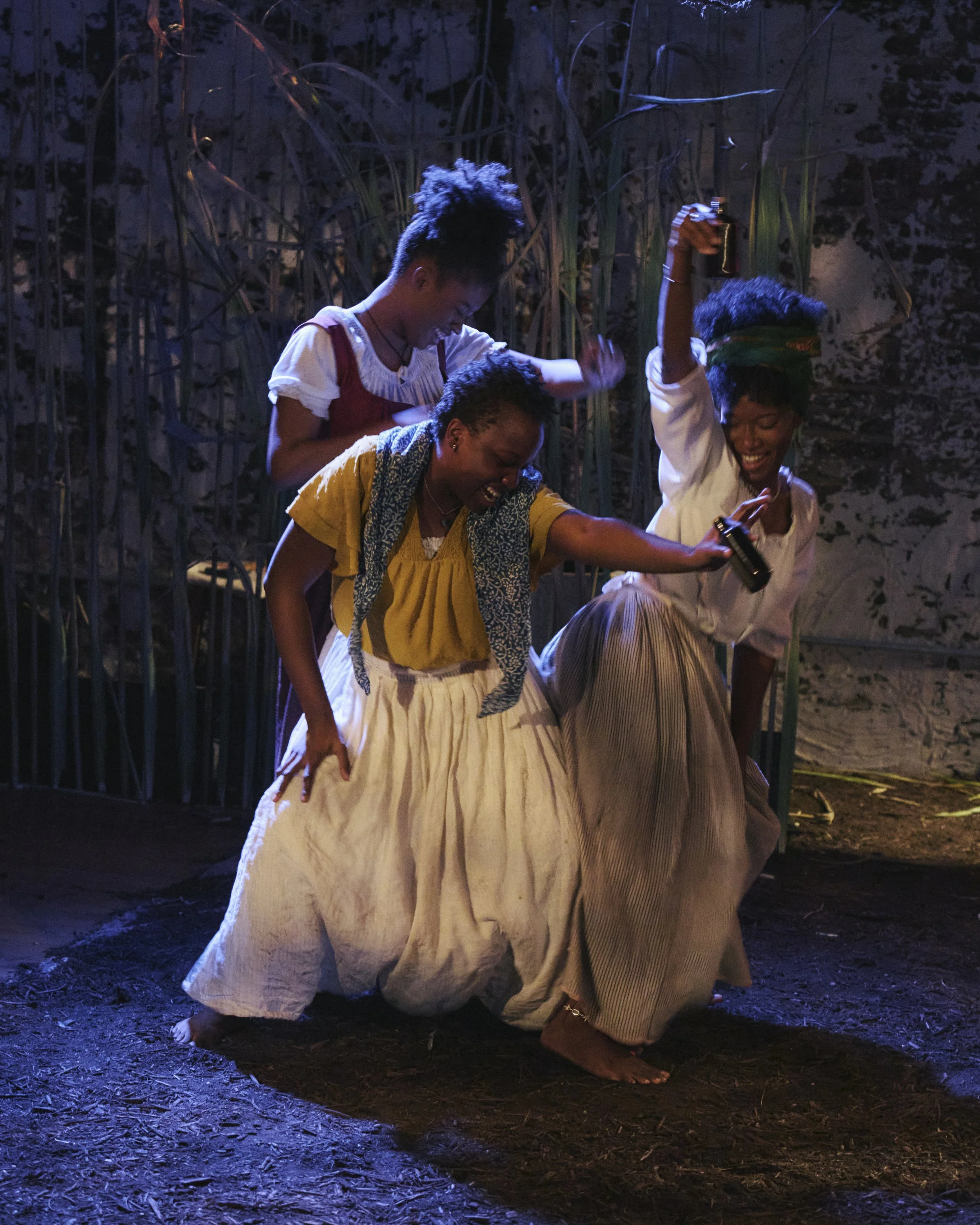 L to R Brianna Johnson, Whitley Armstrong, and Amanda Hunt photo by Don Brodie JACK Developmental Production 2025. (Directed by Raecine Singletary. Produced by Camille Simone Thomas, Jordan Powell, and Renee Harrison) 