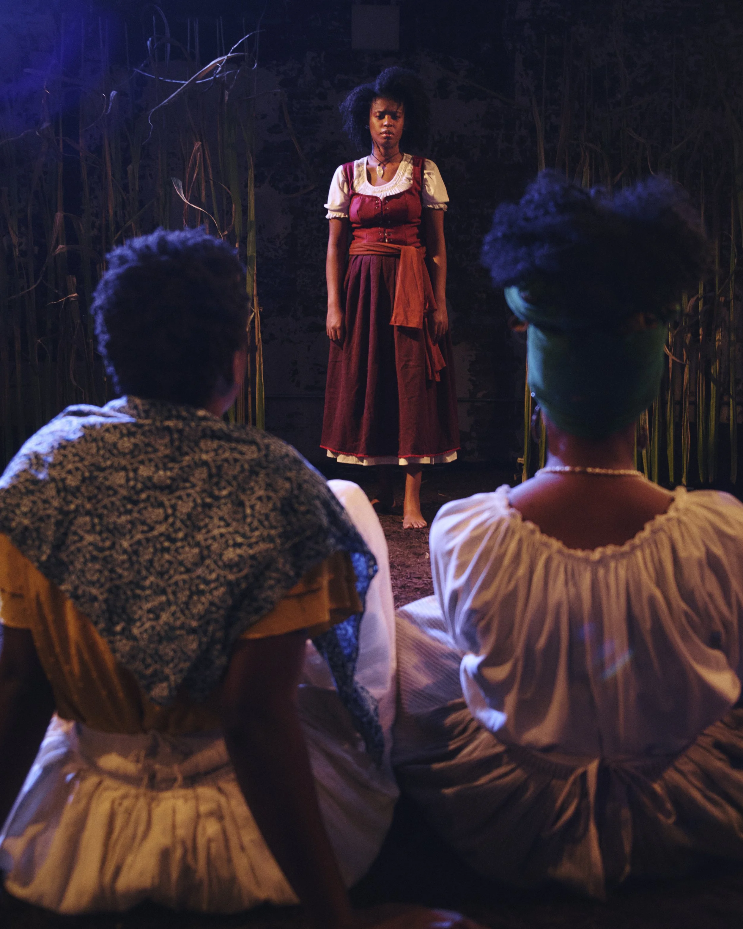 L to R Whitley Armstrong, Brianna Johnson, Amanda Hunt. Photo by Don Brodie. JACK Developmental Production 2025 (Directed by Raecine Singletary. Produced by Camille Simone Thomas, Jordan Powell, and Renee Harrison) 