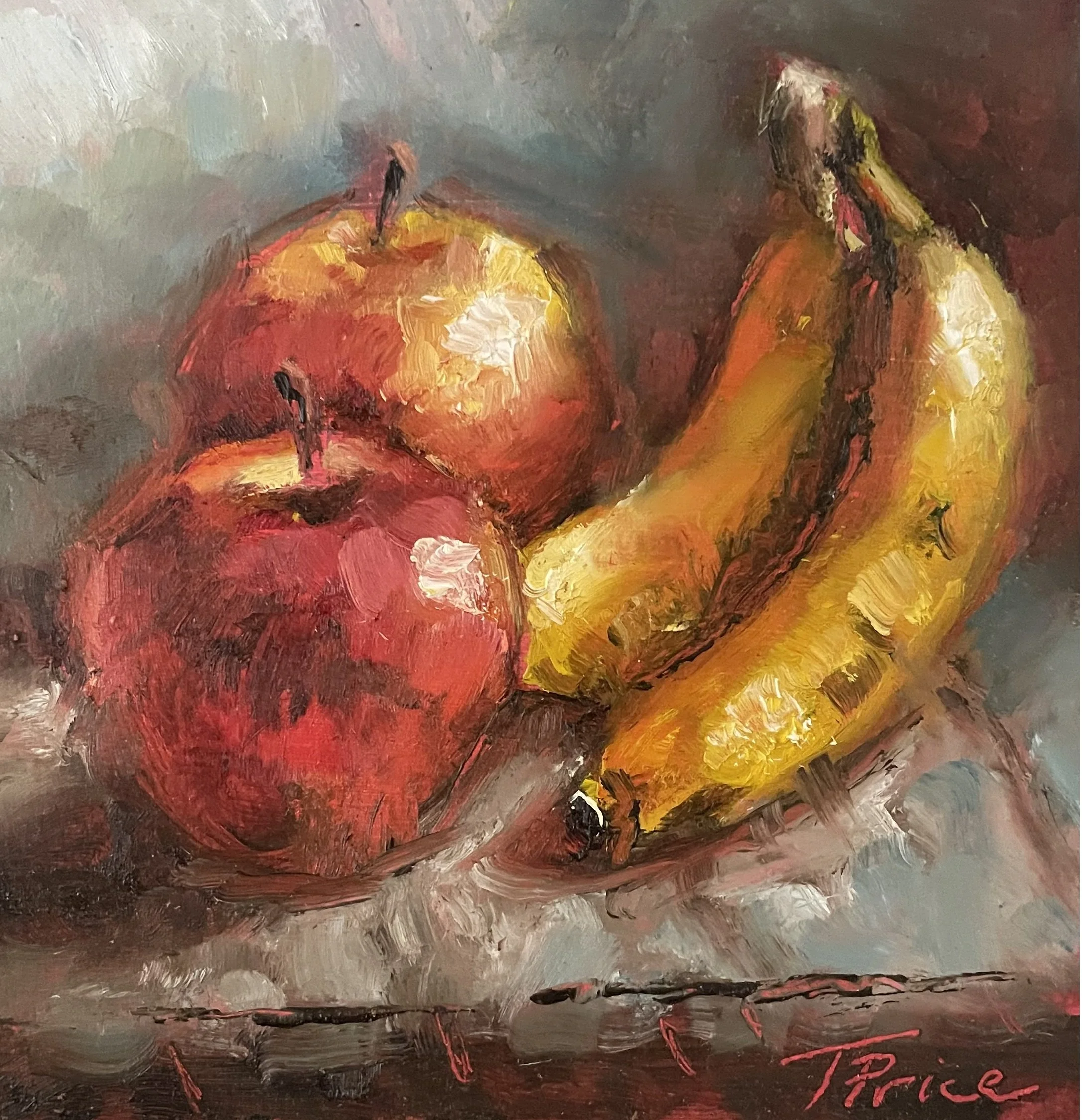 Apples & Bananas - "5 x 5", Original Oil 2026, Framed