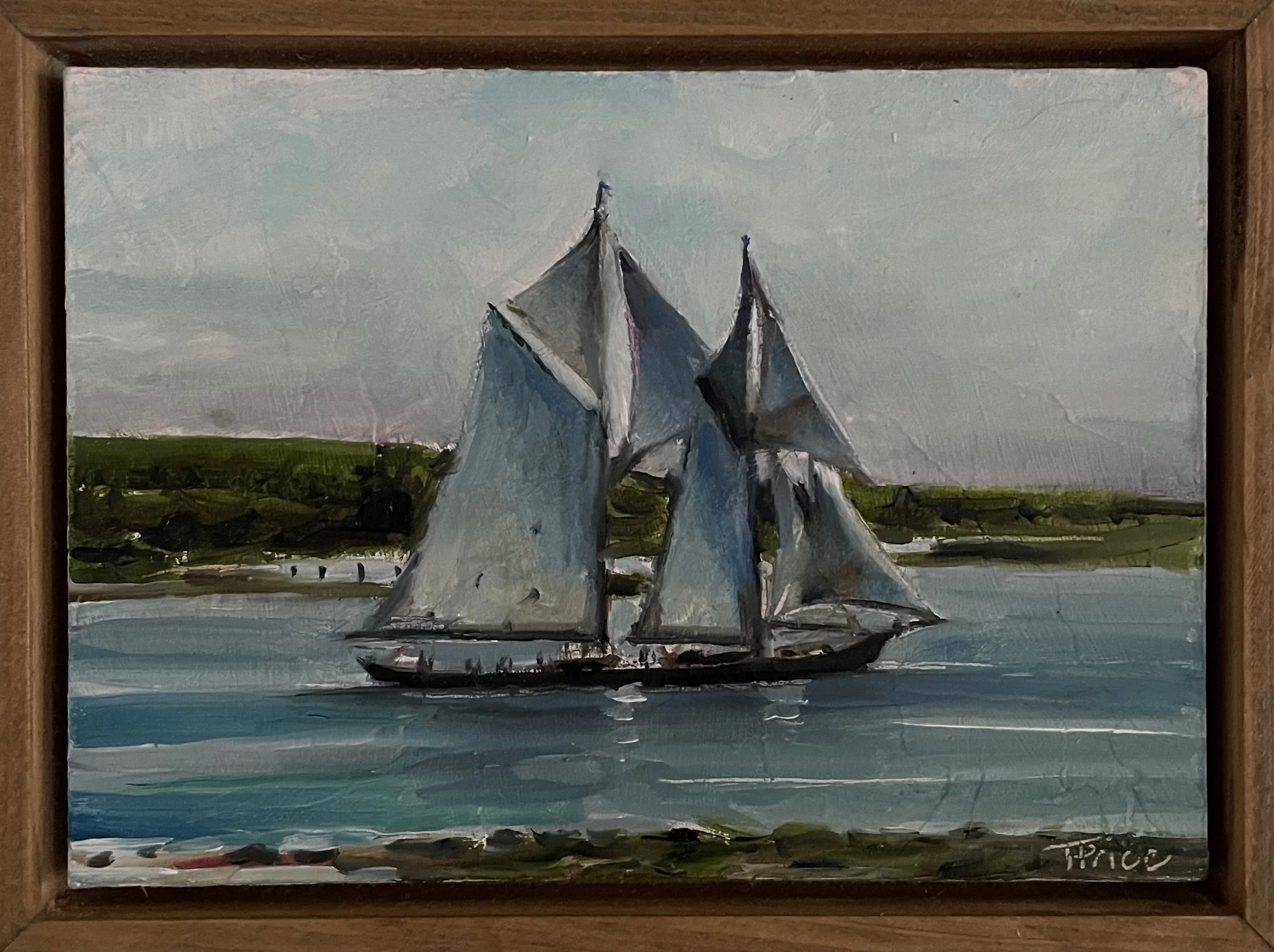 Sailing Away - 7" x 5", Original Oil, Framed
