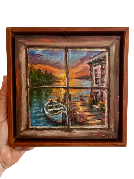 Window Series #6 - 6" x 6", Original Oil, Framed