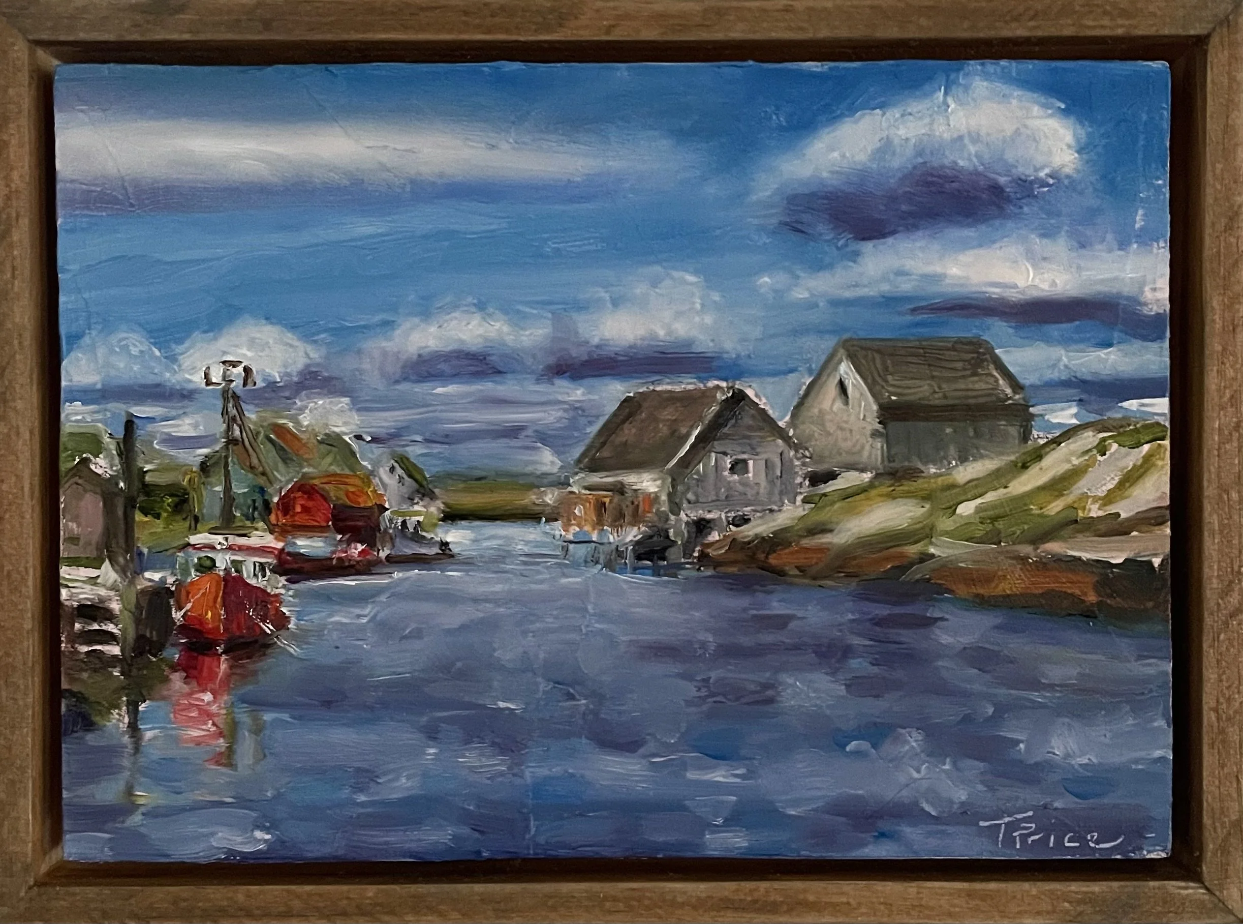 Harbour Mist At Dock - 7" x 5", Original Oil, Framed