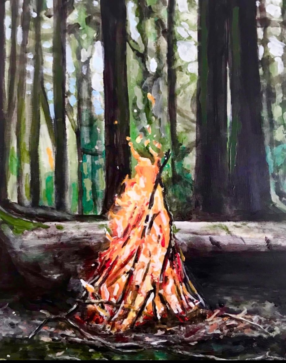 SOLD - ORIGINAL | Camp Fire I | Acrylic on Panel | 8" X 10"