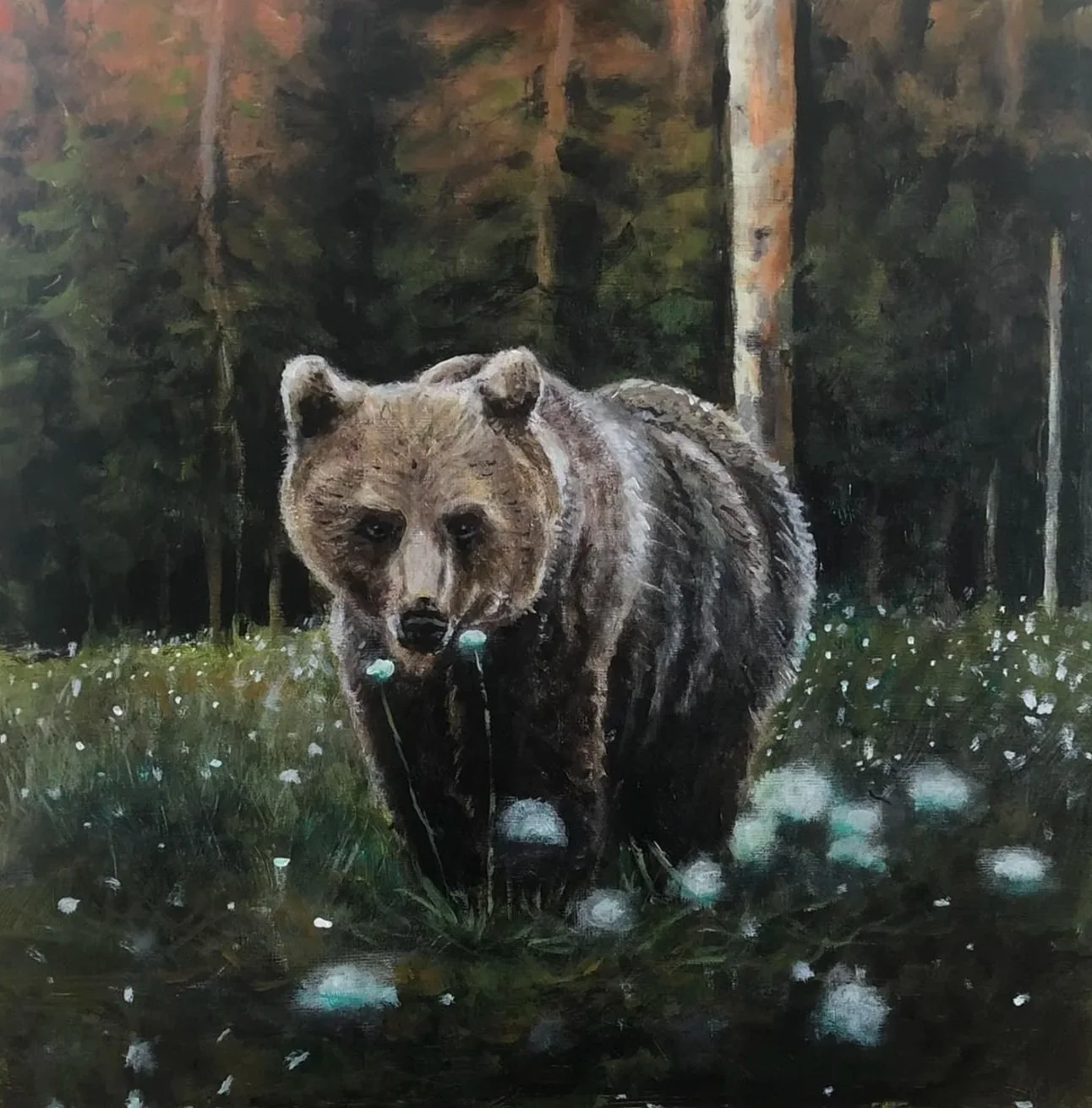 SOLD - ORIGINAL | Beyond the Flowers | OIL ON PANEL | 14" X 14"