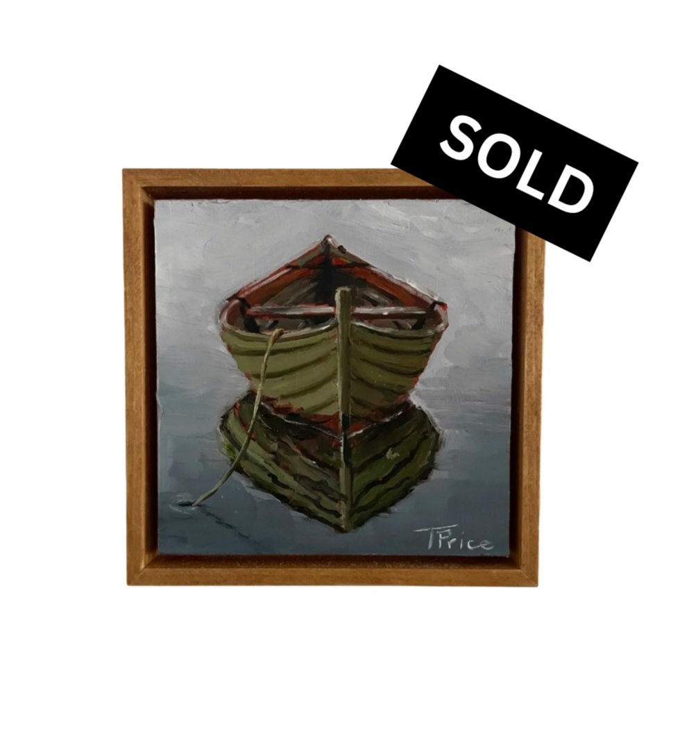 SOLD | Green Dory - 6" x 6", 2026 Original Oil, Framed