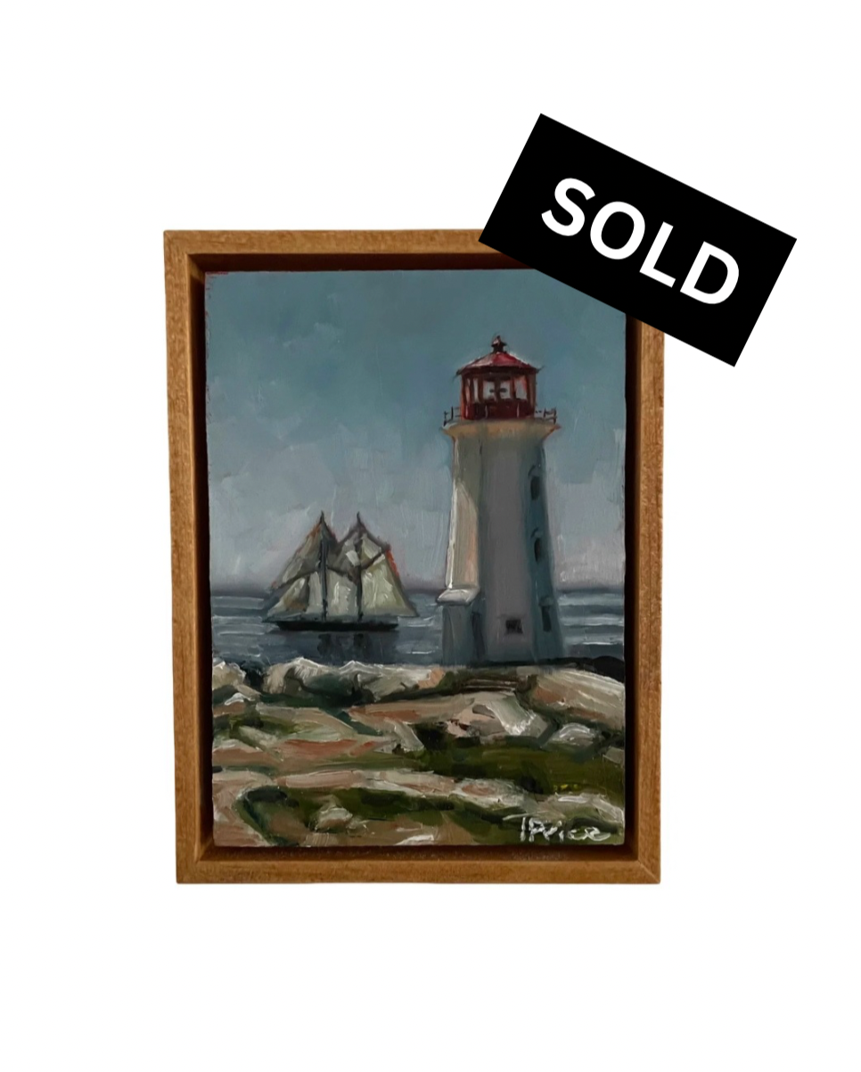 SOLD | Peggy's Point Lighthouse - 7" x 5", 2026 Original Oil, Framed