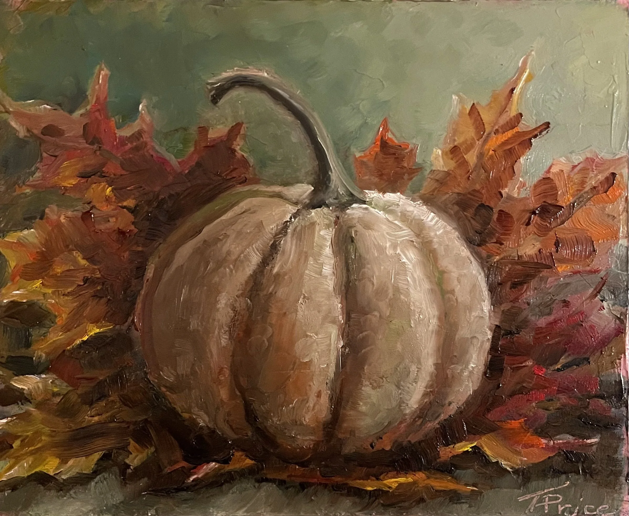 White Pumpkin - "10 x 8", Original Oil 2026, Framed