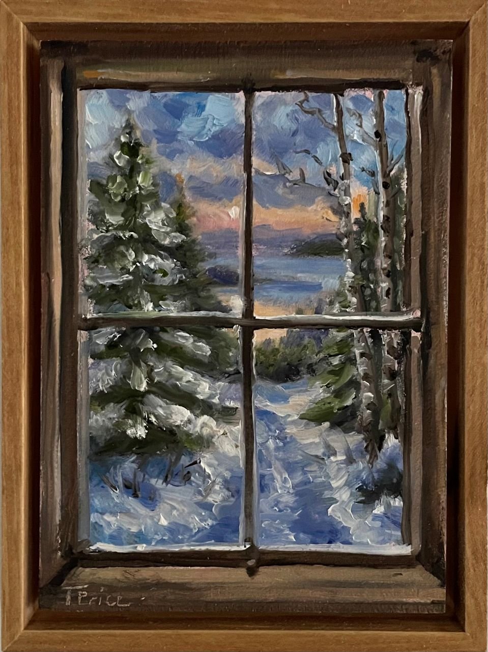 Winter Window Series #1 - 5" x 7", Original Oil, Framed