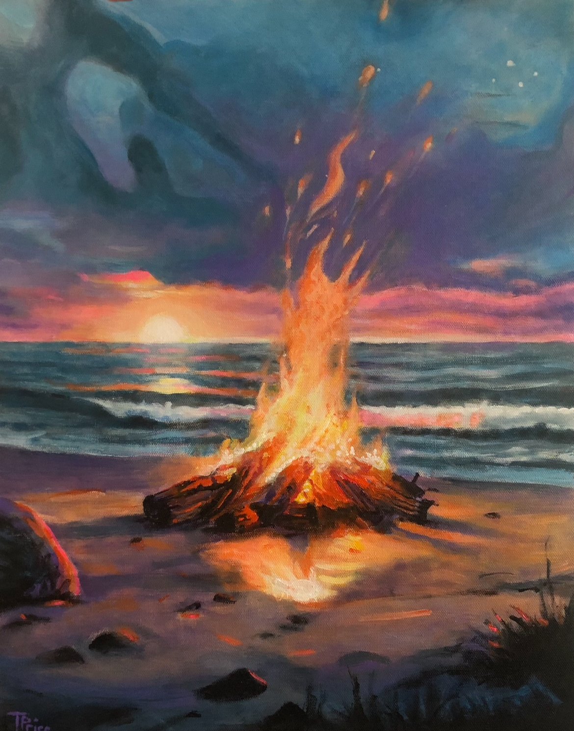 SOLD - ORIGINAL | Bond Fire | Acrylic on Panel | 11" X 14"
