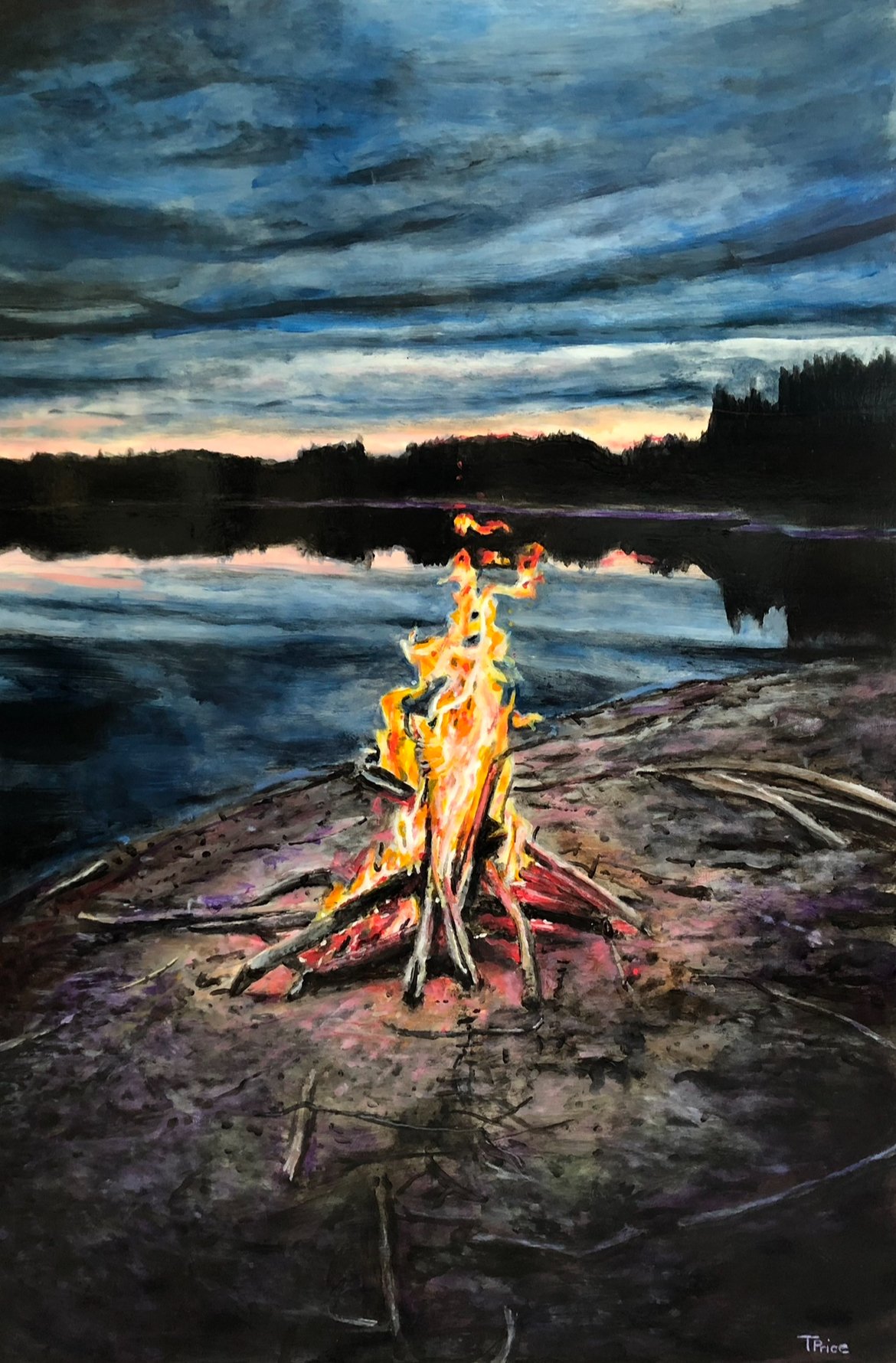 SOLD - ORIGINAL | Beach Fire | Acrylic on Panel | 18" X 24"
