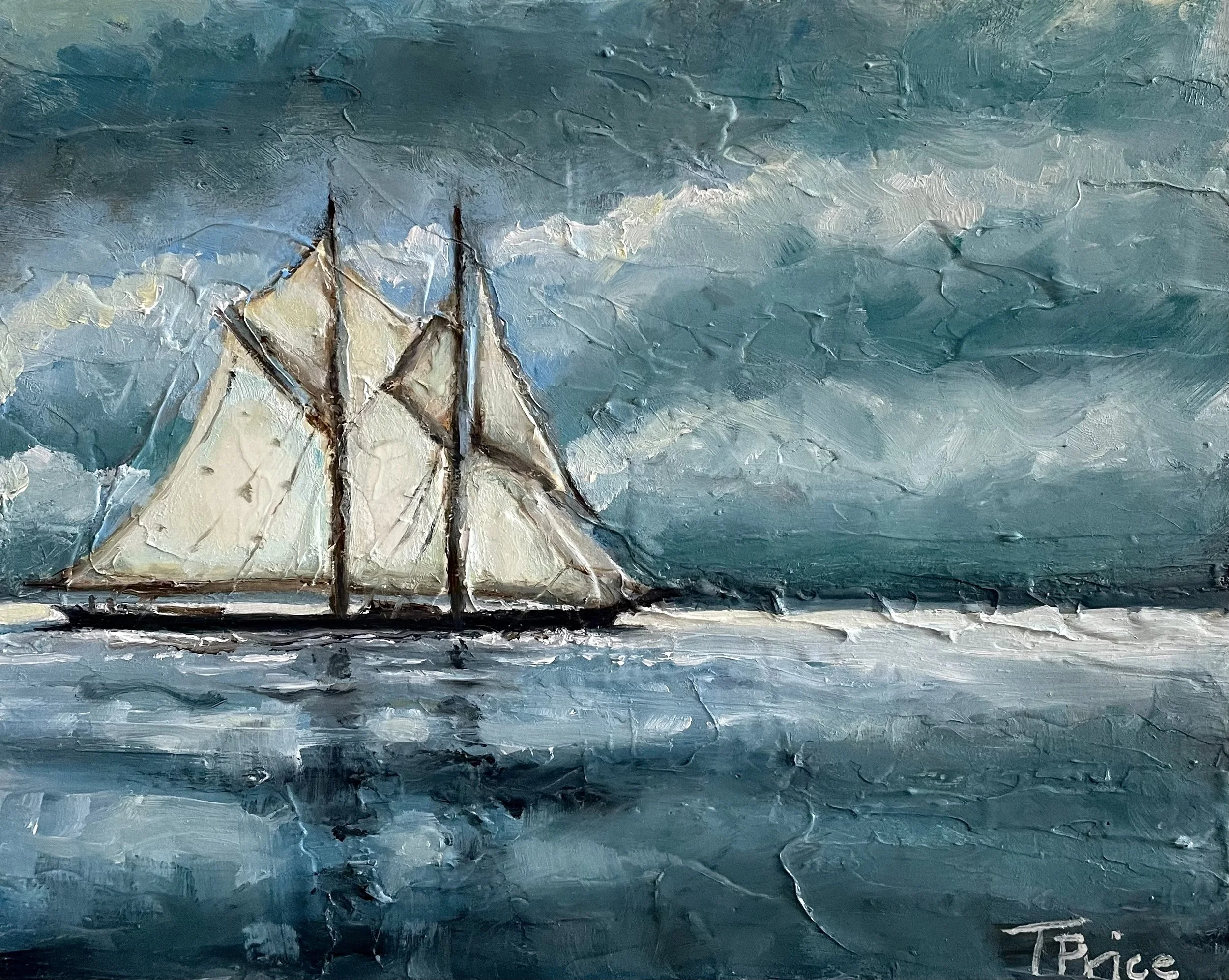 ORIGINAL | Schooner Blue | OIL ON PANEL | 10" X 8"