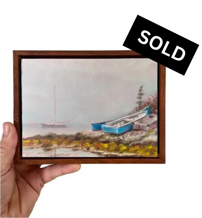 SOLD | Blue Boats (Nova Scotia) - 7" x 5", Original Oil, Framed