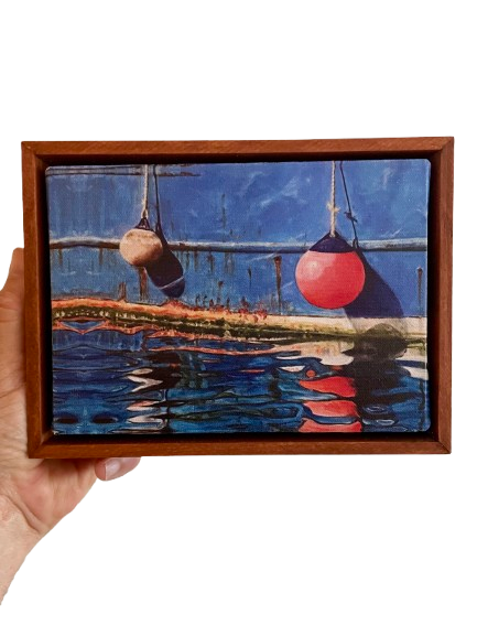 Bumpers on Blue - 7" x 5", Canvas Print, Framed