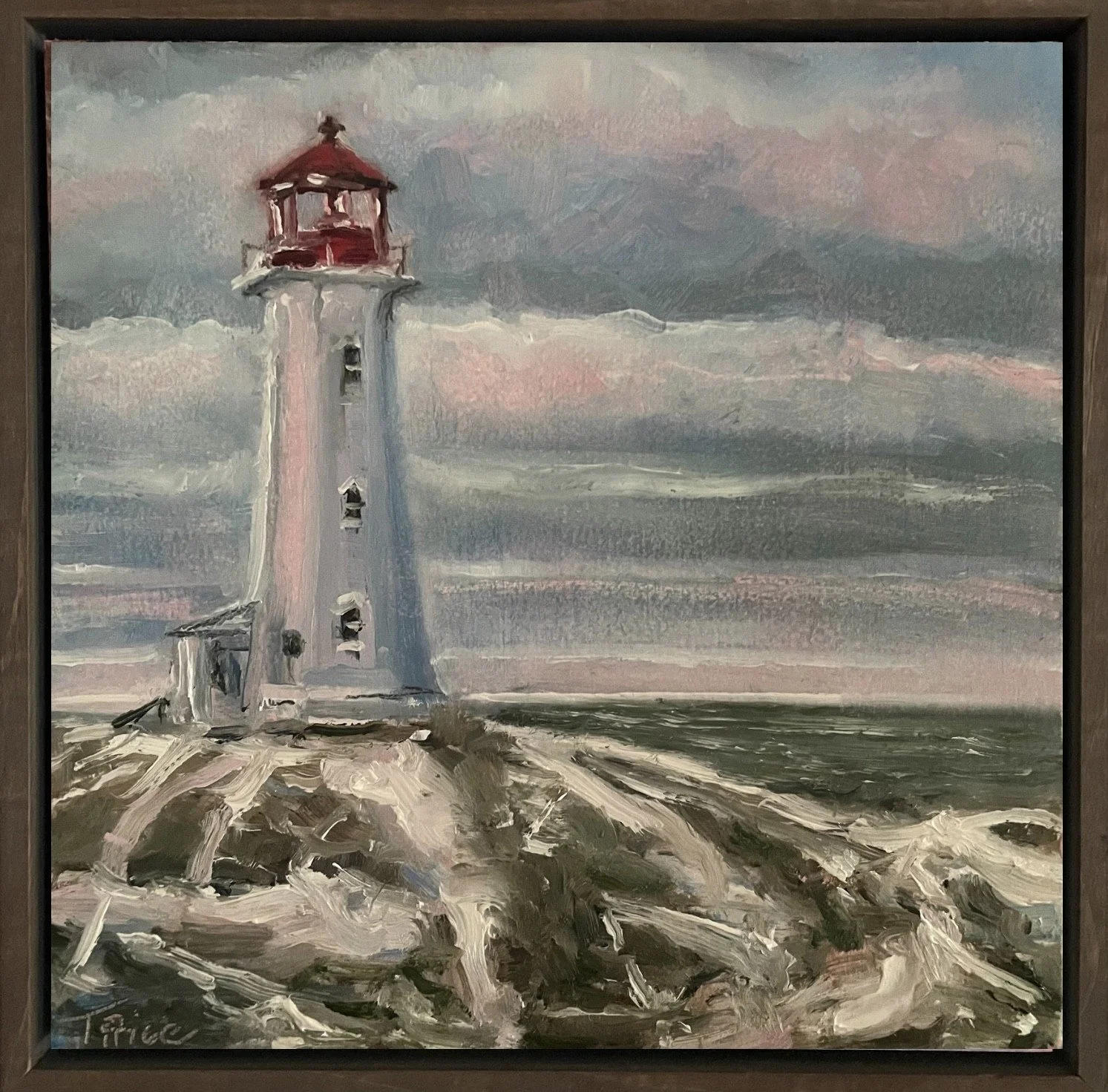 Winter's Day - 6" x 6", Original Oil, Framed