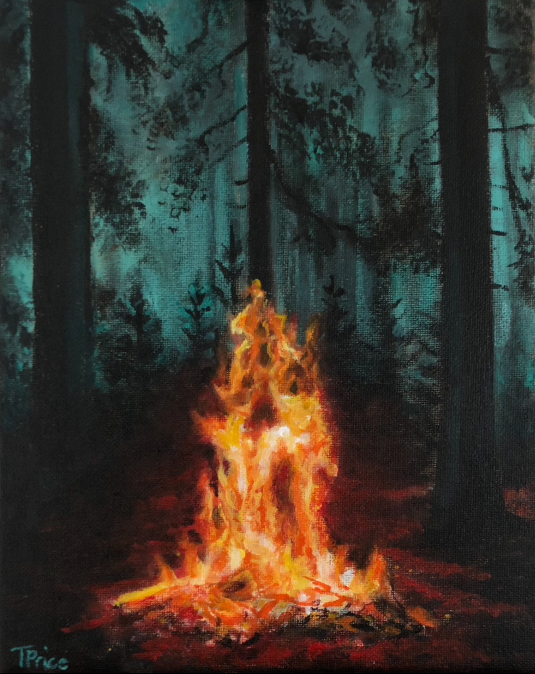 SOLD - ORIGINAL | Moody Fire | Acrylic on Canvas | 8" X 10"