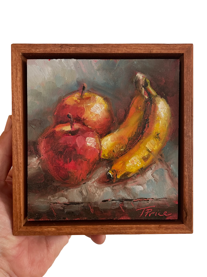 ORIGINAL '26 | Apples & Bananas | OIL ON PANEL | 5" X 5"