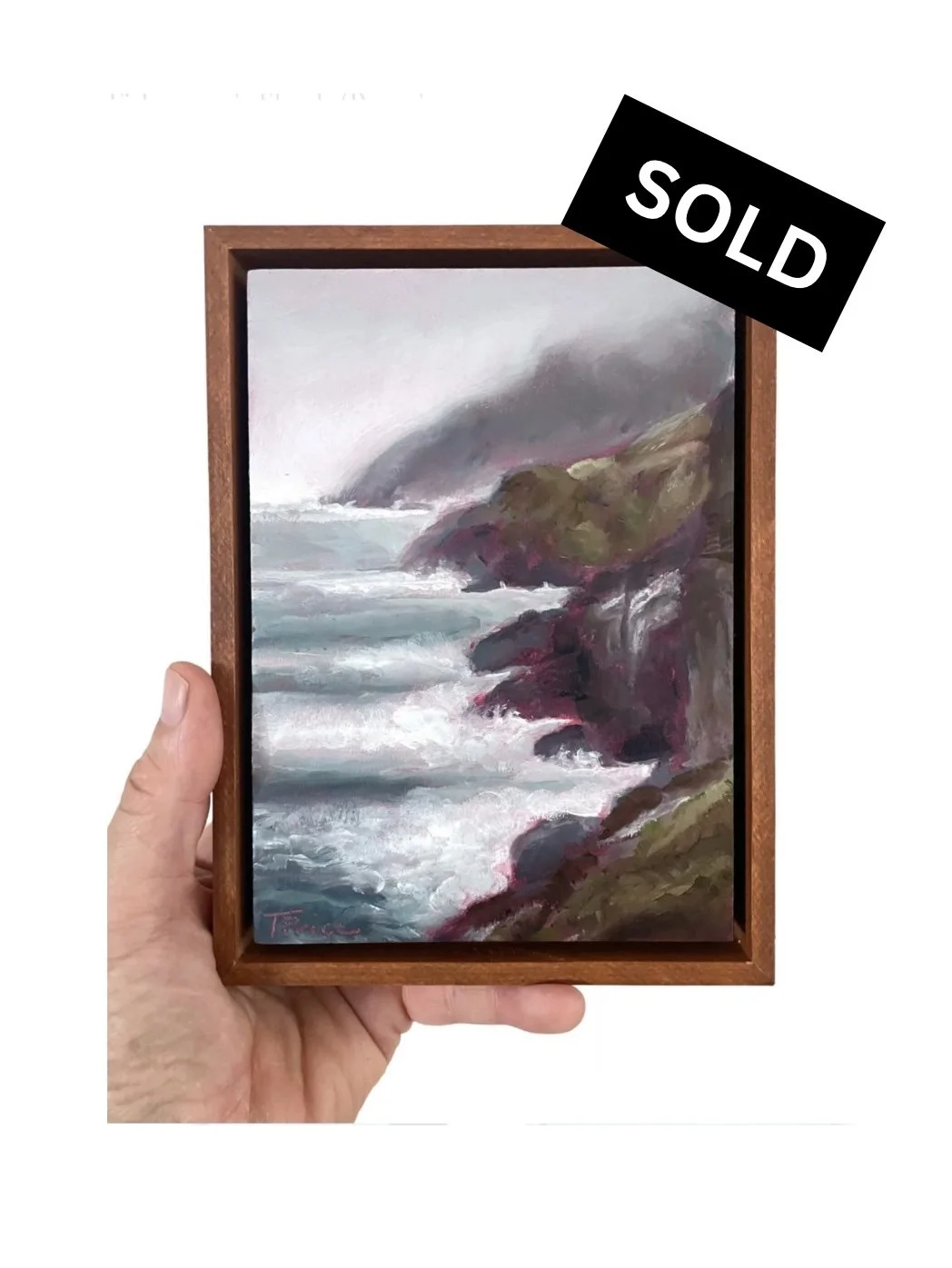 SOLD | Misty Shores - 5" x 7", Original Oil, Framed