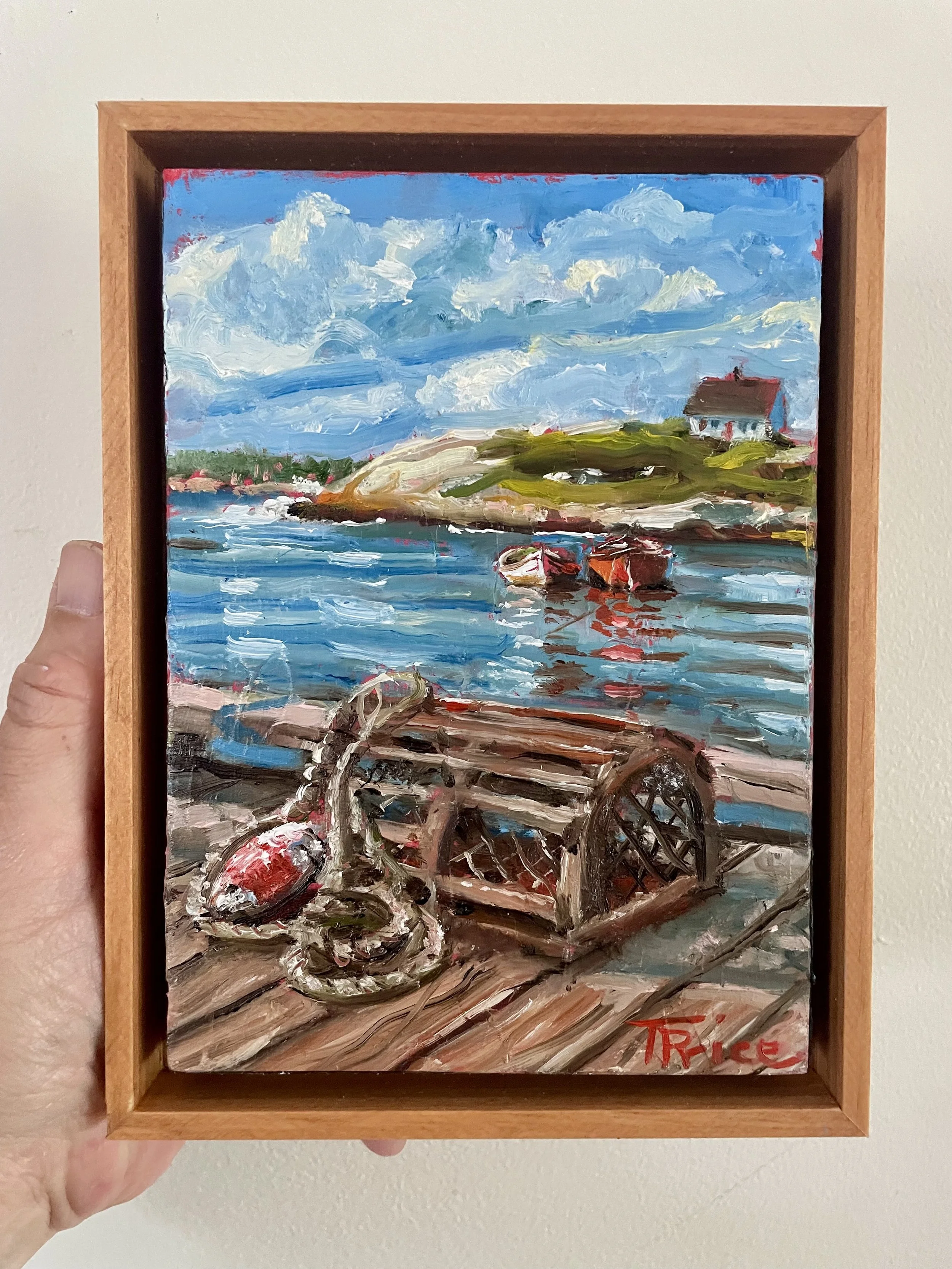 SOLD | ORIGINAL '26 | Lobster Trap | OIL ON PANEL | 5" X 7" (6X8 framed)