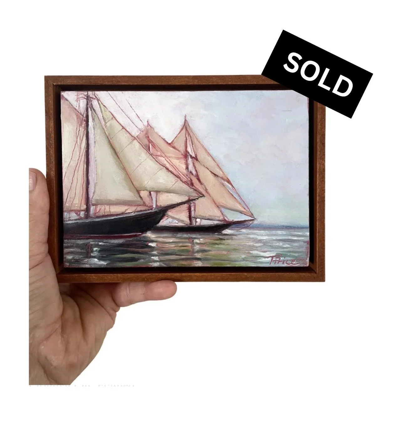 Race to Lunenburg - 7" x 5", Original Oil, Framed