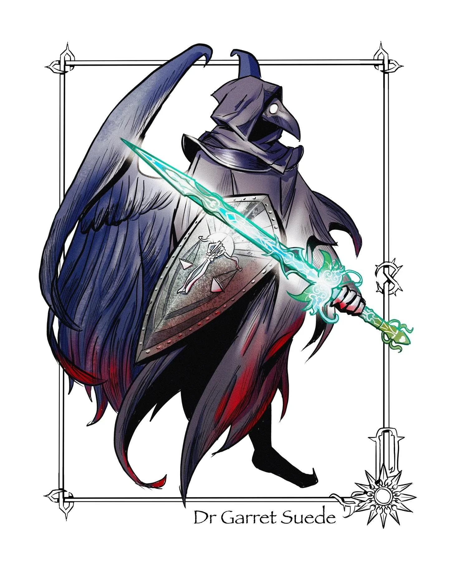 &mdash; Descent into Avernus - Heroes of Elturel &mdash;

Igas Skomen, aka Dr. Garret Suede, shadow-elf Grave Cleric of Kelemvor. Walking the line between shadow and light, the Sword of Zariel judged his resolve and deemed him to be a worthy wielde