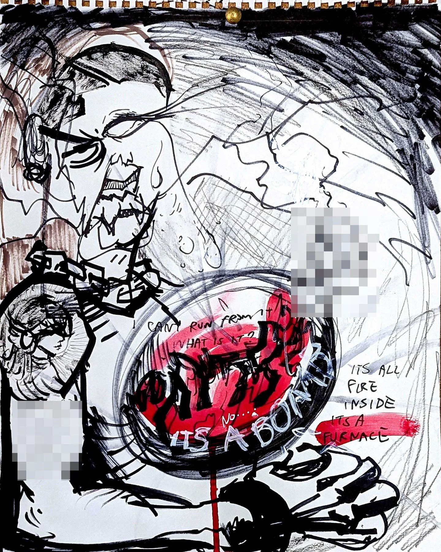 "ITS A BOMB" (Self-portrait), 2025. Mixed media/mixed substances

the long process of unlearning