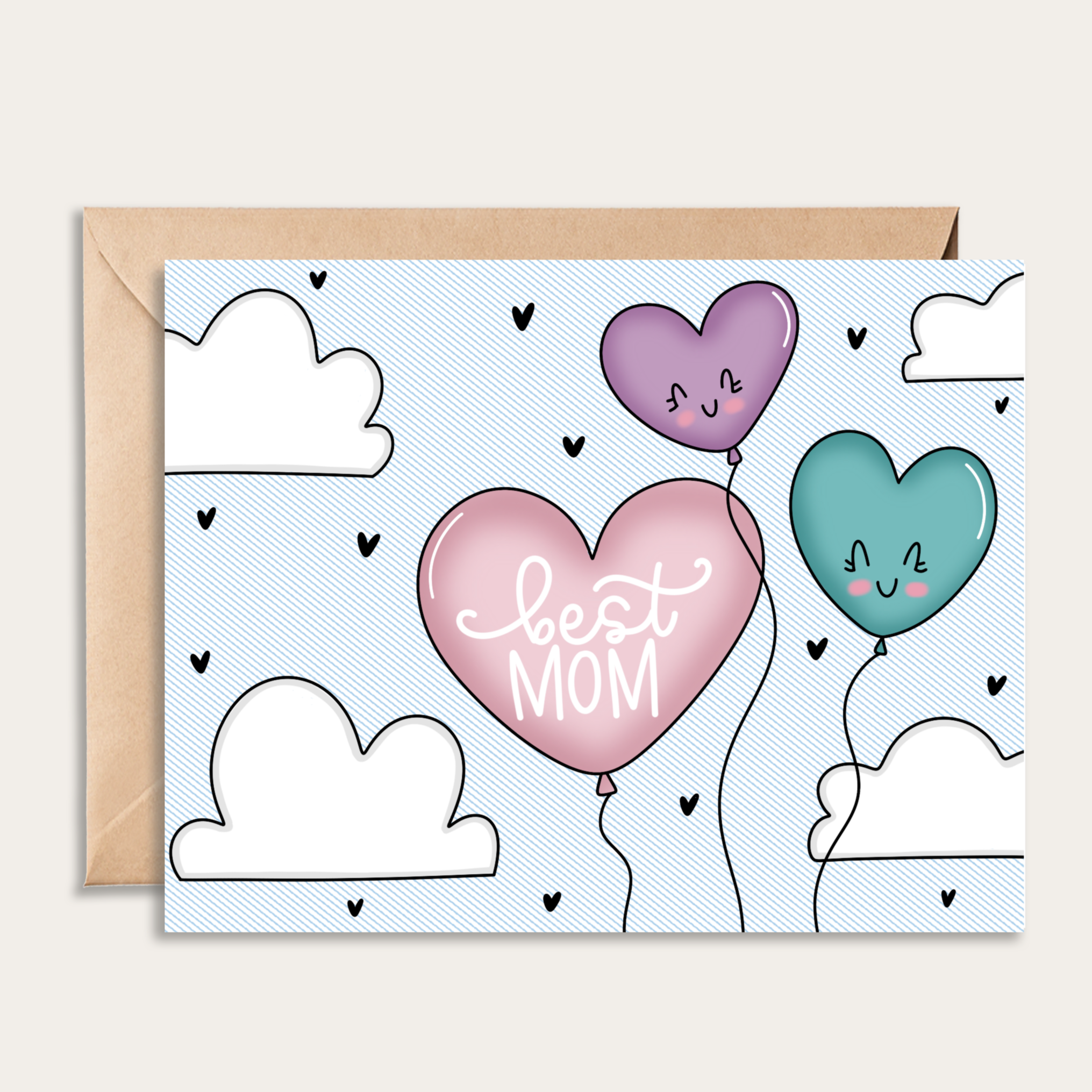 Best Mom Balloon Card