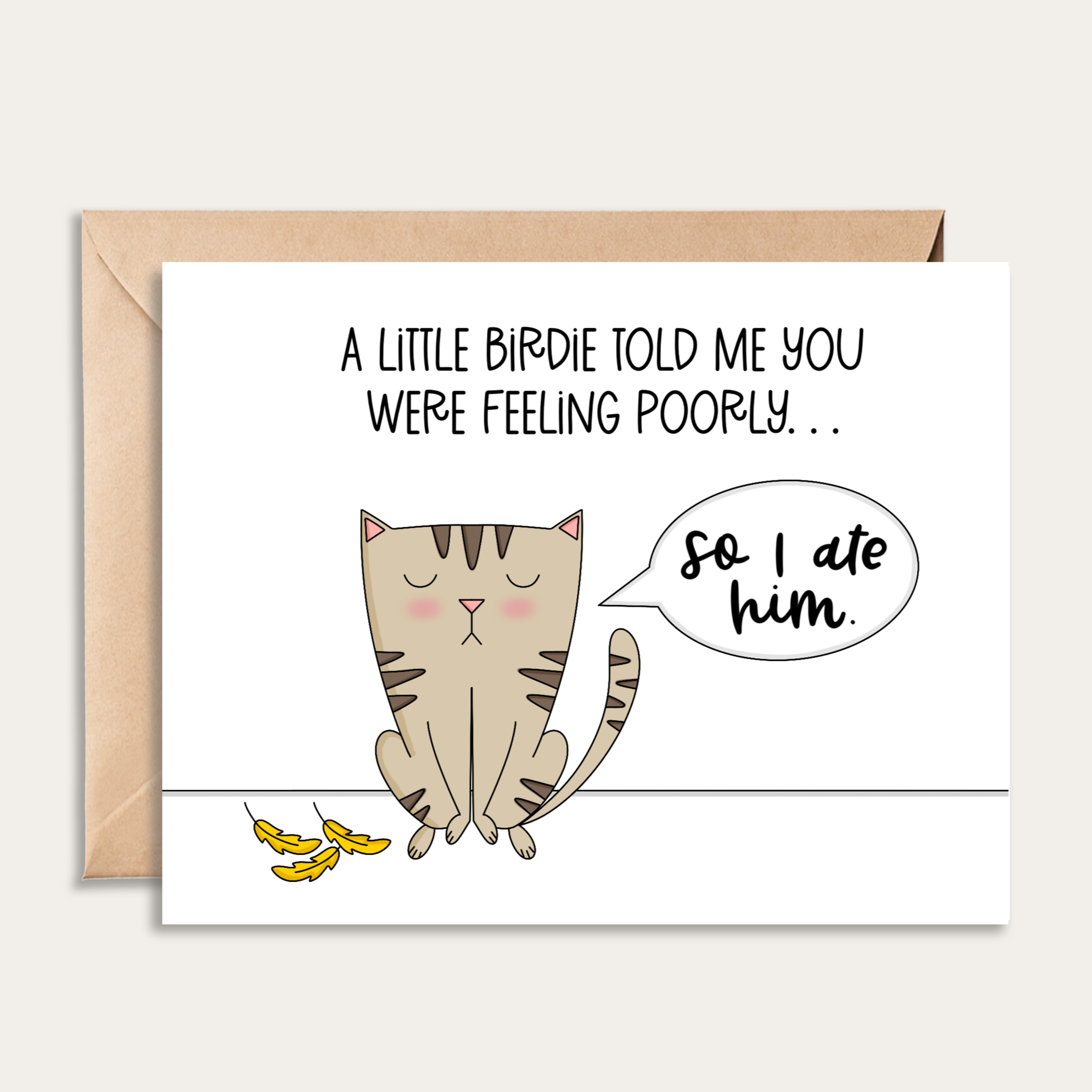 Funny Cat Get Well Card