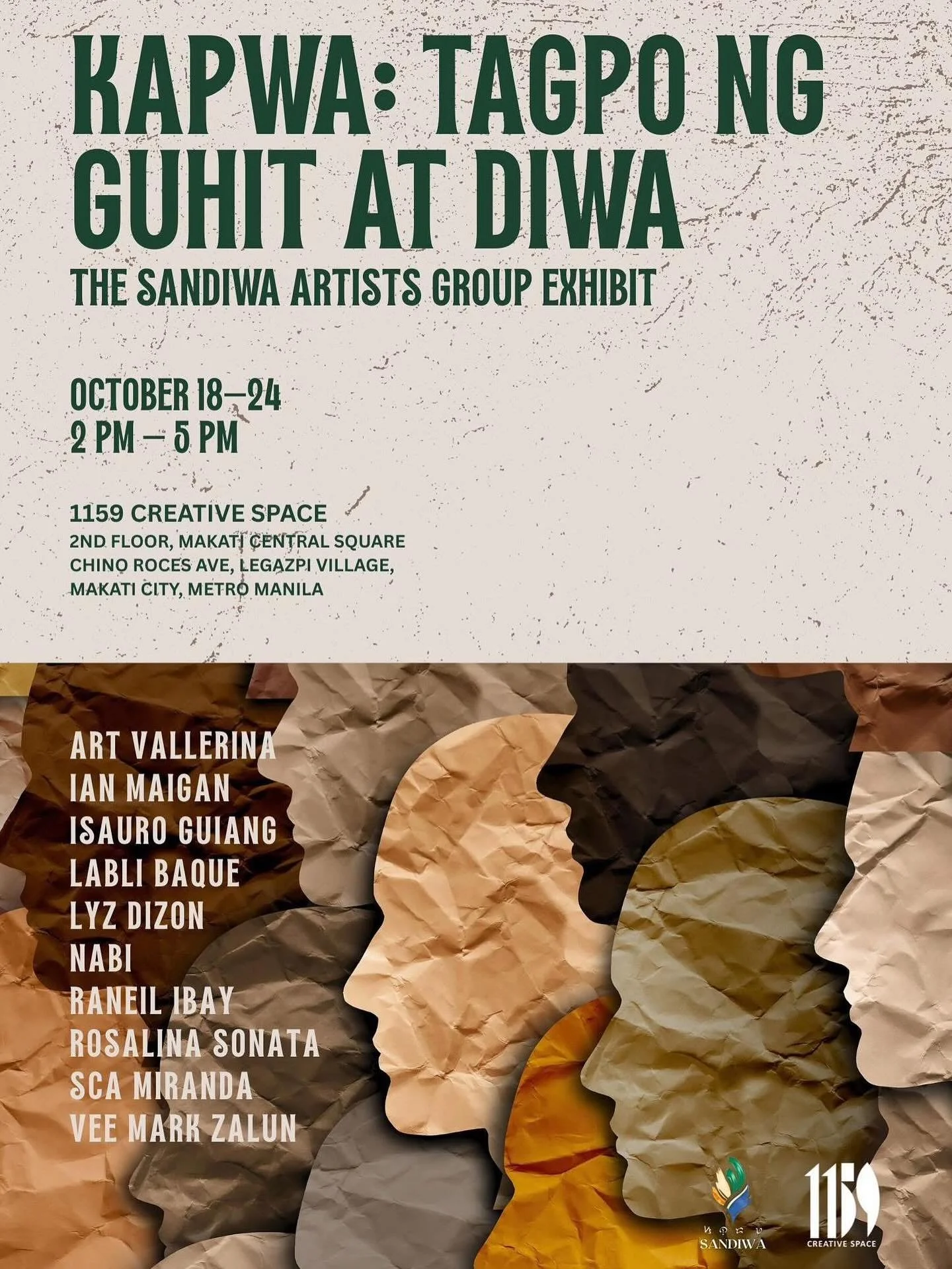 &ldquo;Kapwa: Tagpo ng Guhit at Diwa&rdquo; &mdash; our first ever group exhibit as Sandiwa Artists Group. A celebration of shared spirit, creativity, and connection through art. Join us from October 18&ndash;24 at 1159 Creative Space, Makati. &heart