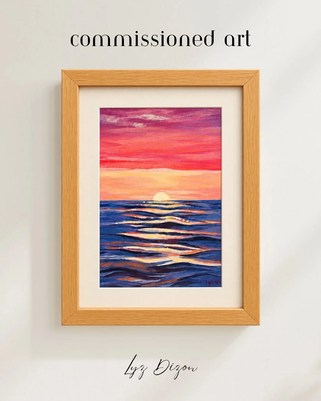 &ldquo;Every sunset brings the promise of a new dawn.&rdquo; &mdash; Ralph Waldo Emerson

My latest commission. ♡

I enjoyed painting this sunset and playing around with warm colors reflecting on the water. I think I will do more art with the same si
