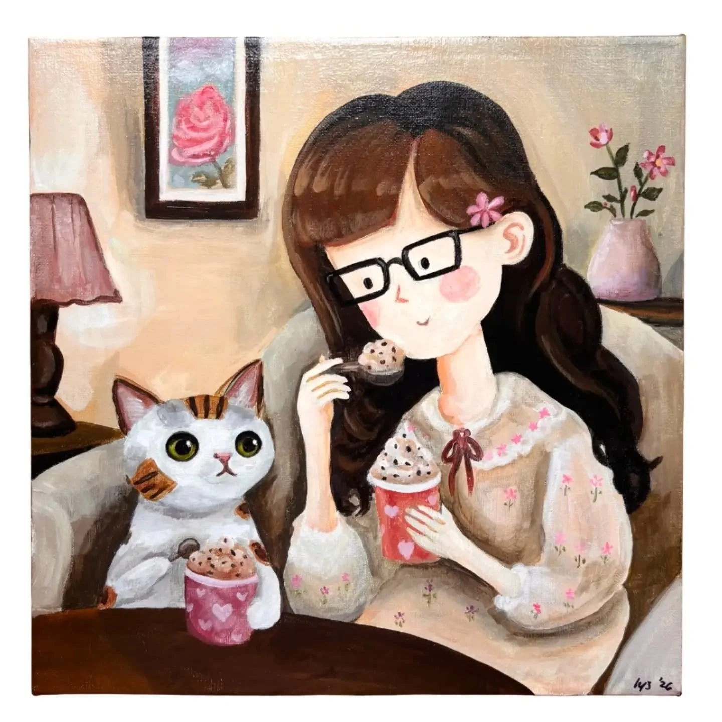 This latest piece is available. If you want this to be yours, just shoot me a message. ☺&nbsp; Currently exhibited online at Art Show Philippines. 

"A Little Treat" 12x12 inches | Framed&nbsp;

Acrylic on canvas 🍰

#artexhibitsph
#lyzdizo