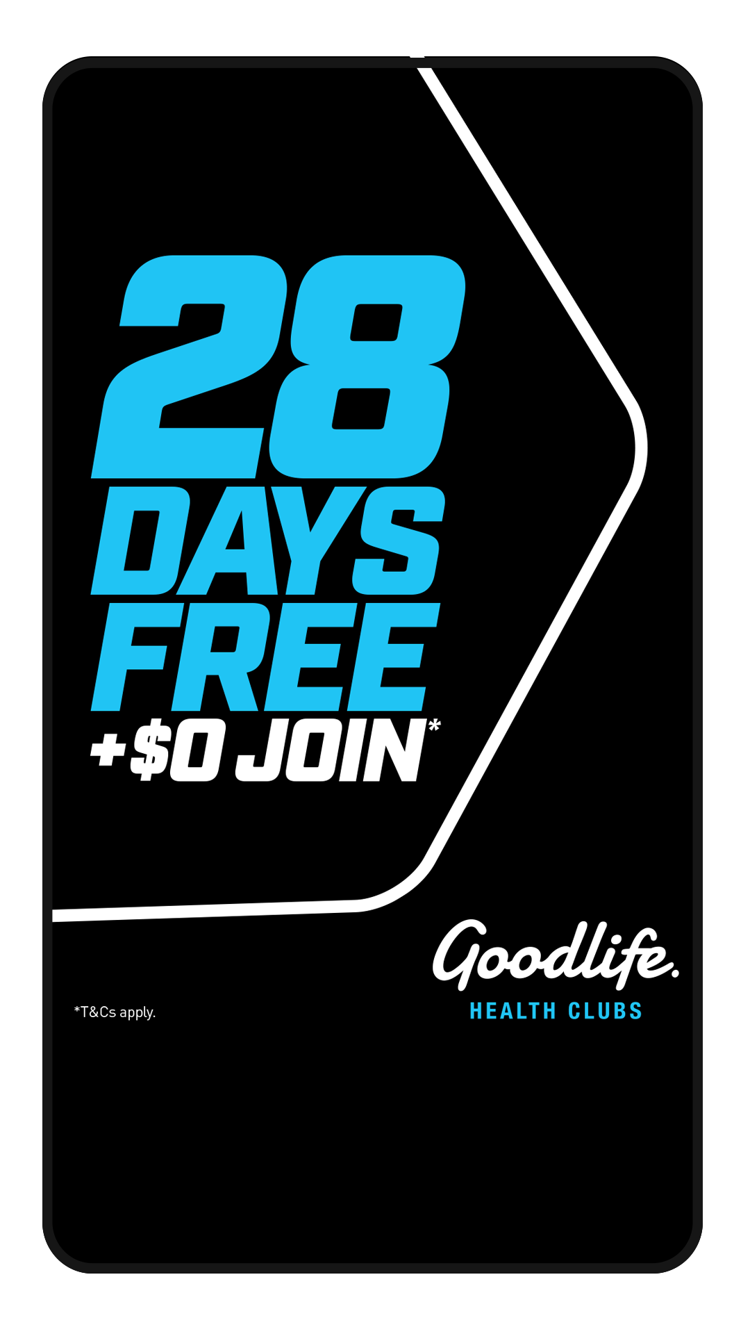 A Black Friday promotion poster from Goodlife Health Clubs offering 28 days free membership and no join fee.