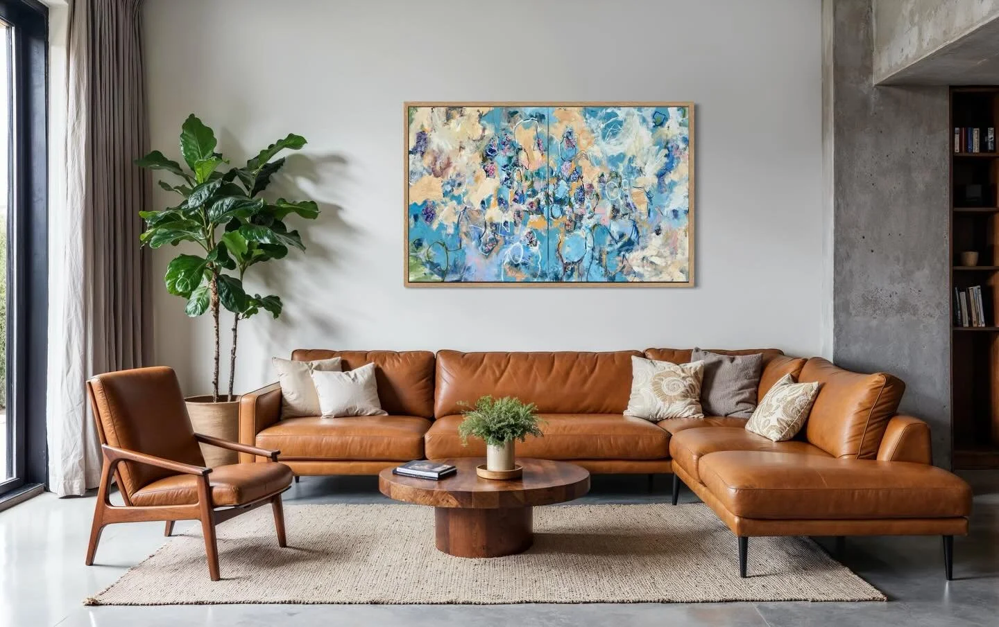 SWEET NOTHINGS has found its forever home in Amsterdam. 🩵

The materials I use, whilst all quite different, work together harmoniously. Thick, luminous oil paint; intricate floral fractals on delicate sheets of origami paper; textured, vibrant oil s