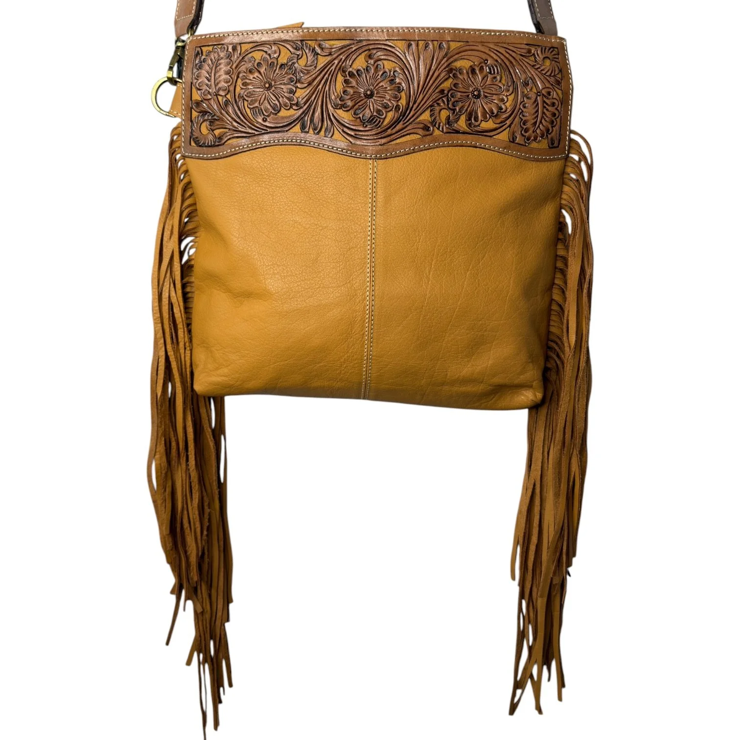 Tooled Leather Crossbody Bag Tan