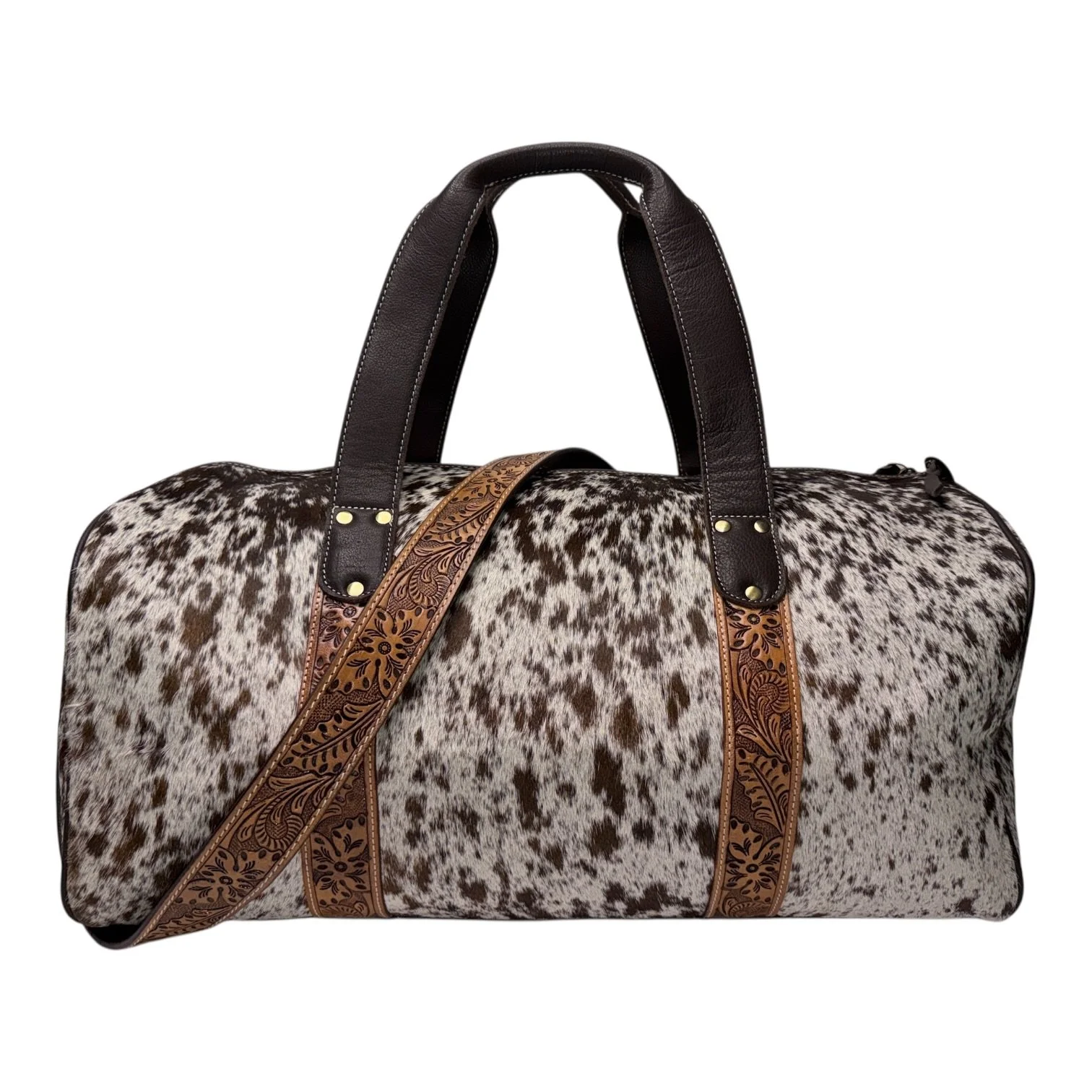 Tooled Cowhide Duffle Bag Brown