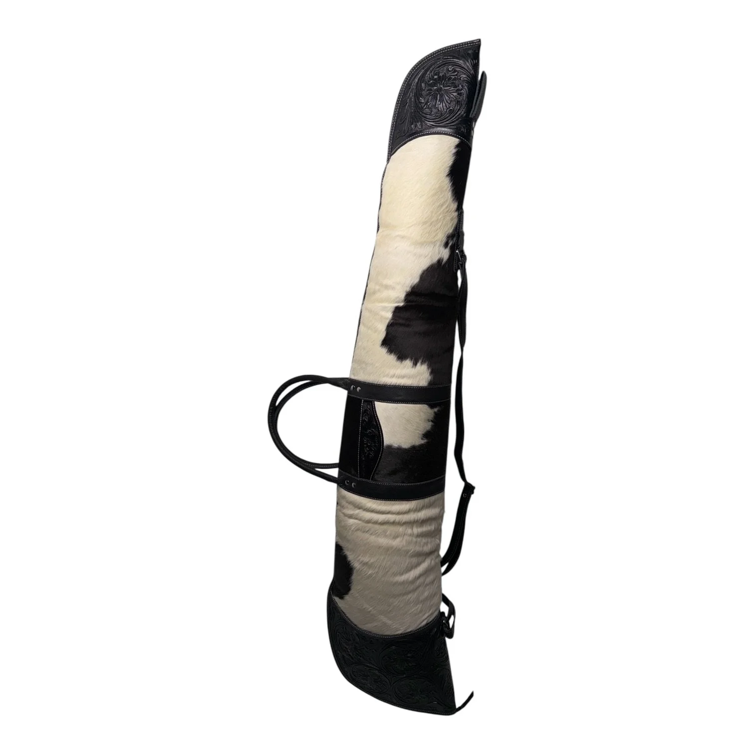 Tooled Leather Cowhide Extra Large Rifle Case Black