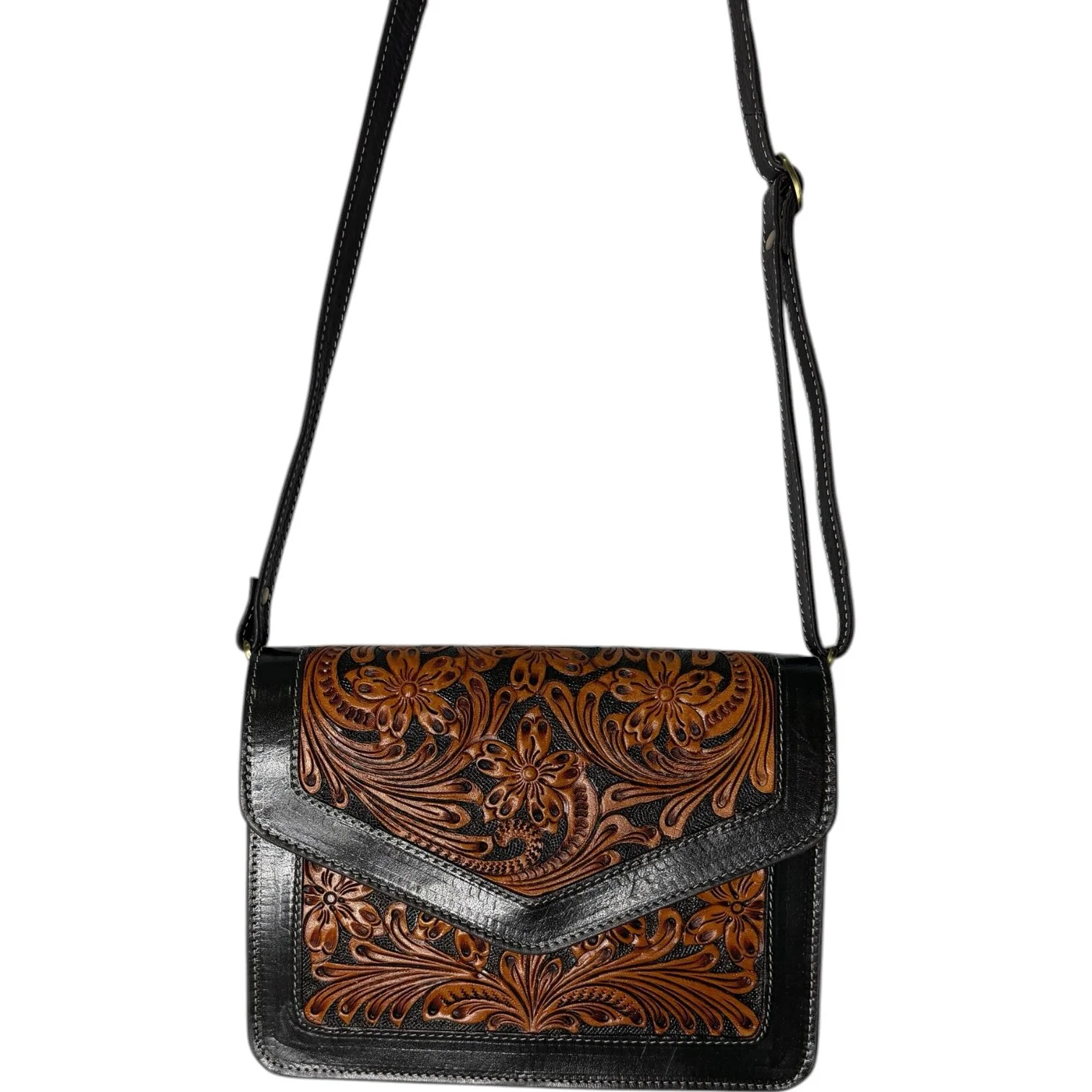 Tooled Leather Crossbody Bag